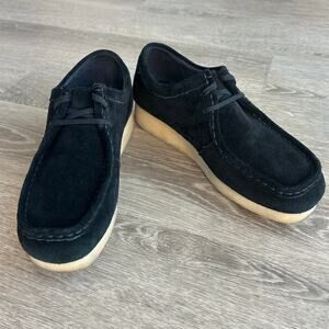 Clarks Originals Padmora‎ Black Suede Square Toe Lace Up Oxford